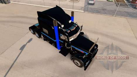Piel Negra, Verde y Azul en el camión Peterbilt  para American Truck Simulator