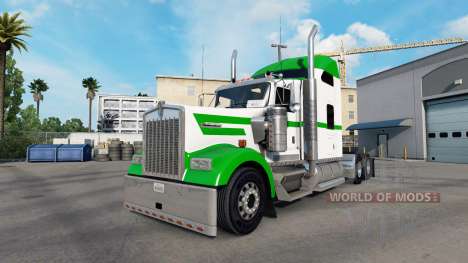 La piel Blanca Y Verde en el camión Kenworth W90 para American Truck Simulator