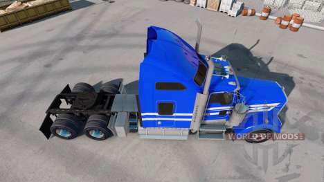 La piel Azul con Rayas Blancas en el camión Kenw para American Truck Simulator