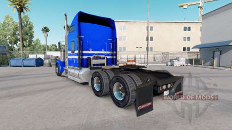 La piel Azul con Rayas Blancas en el camión Kenw para American Truck Simulator