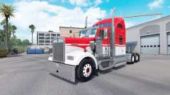 Piel Blanco sobre Rojo tractor Kenworth W900 para American Truck Simulator