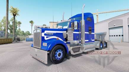 El Azul de la piel en un camión Blanco Kenworth W900 para American Truck Simulator